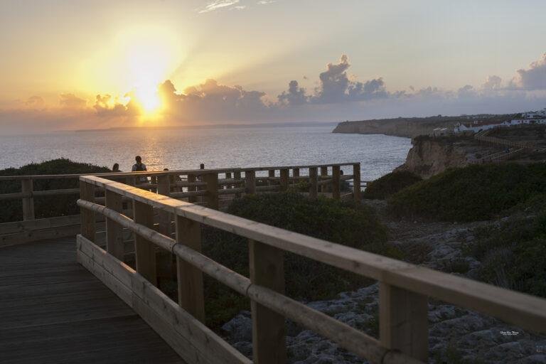 sunset from carvoeiro boardwalk algarve portugal