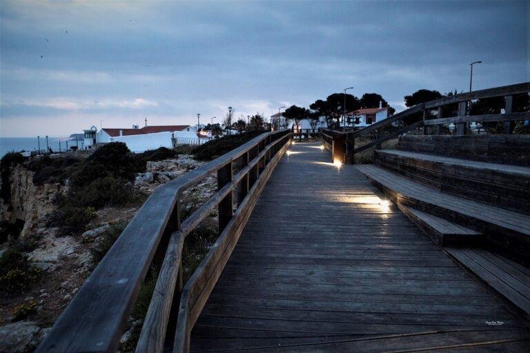 carvoeiro boardwalk night lighting algarve portugal