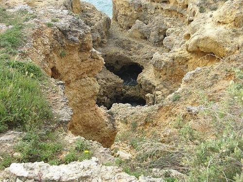 algarve coastal rock formations caves carvoeiro portugal
