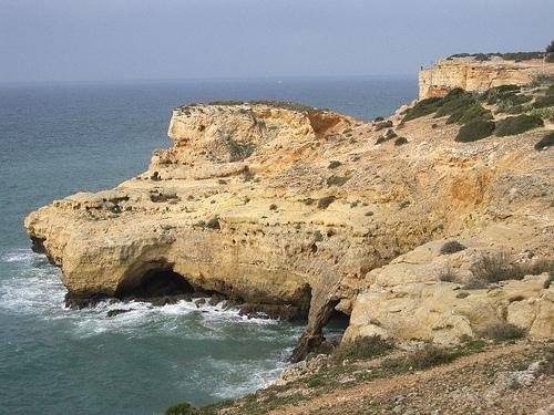 rocky cliff view near carvoeiro algarve portugal