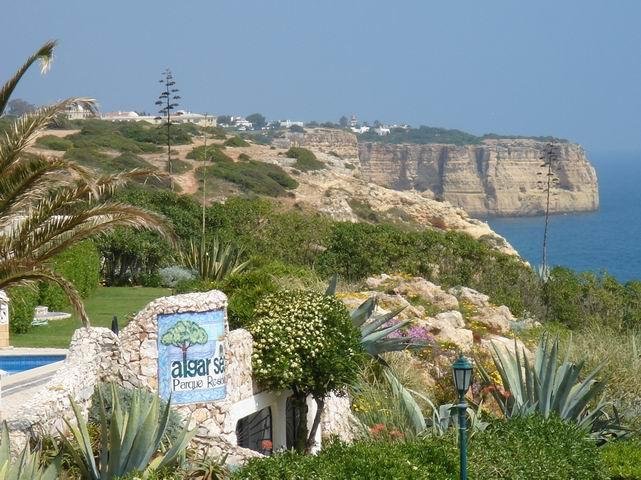 algar seco cliffs entrance sign carvoeiro portugal