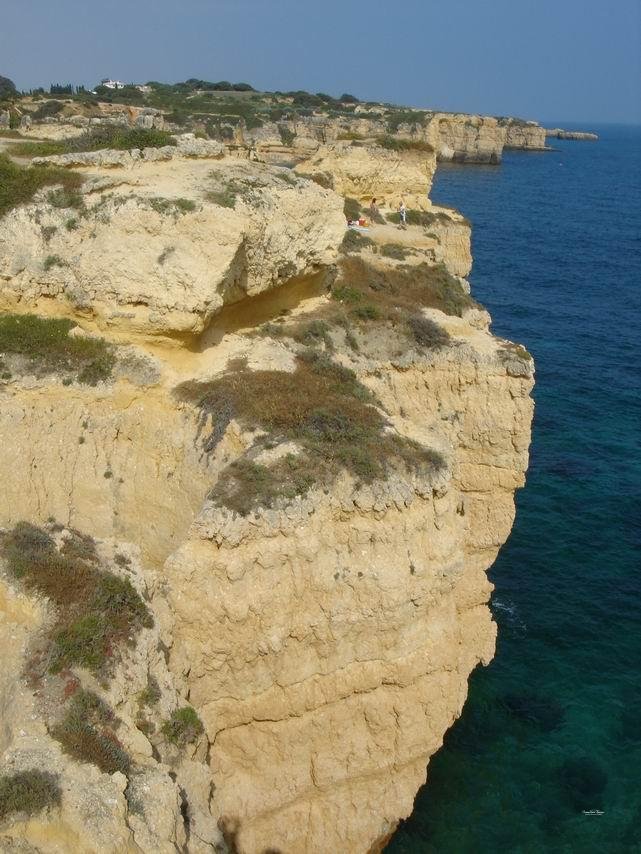 limestone cliffs algarve coast near carvoeiro portugal
