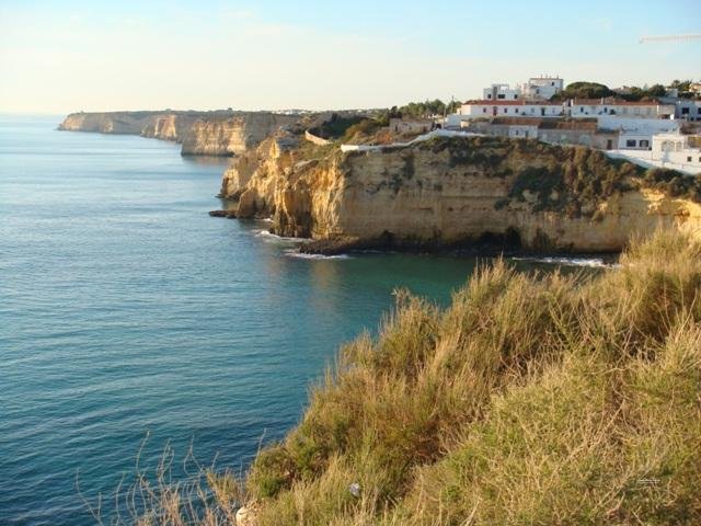 carvoeiro beach cliffs view algarve portugal