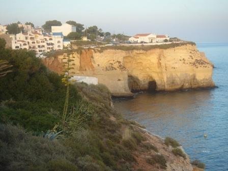 carvoeiro bay cliffs houses algarve portugal