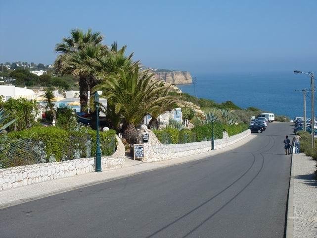 coastal road descending to carvoeiro sea view algarve portugal