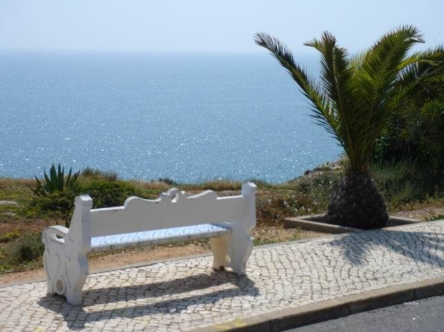 algar seco viewpoint bench ocean view carvoeiro portugal