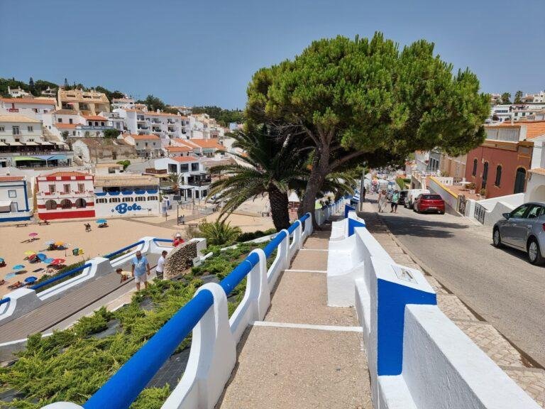 pathway leading down to carvoeiro beach algarve portugal