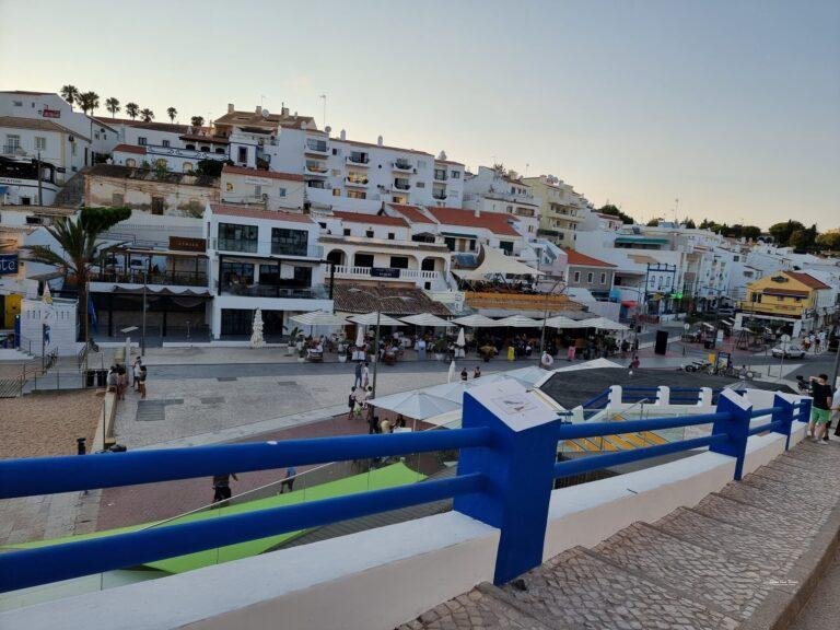 village square area near carvoeiro beach algarve portugal