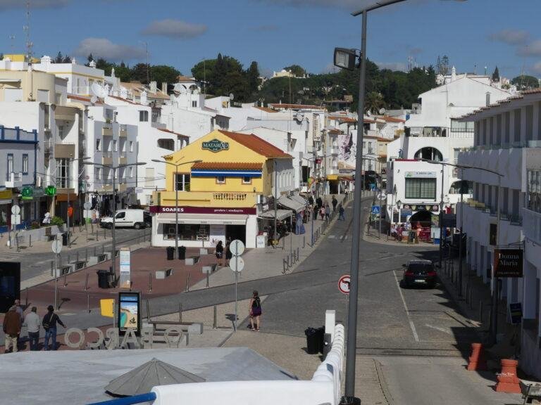 view over carvoeiro village and bay algarve portugal