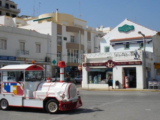 tourist train in carvoeiro village algarve portugal