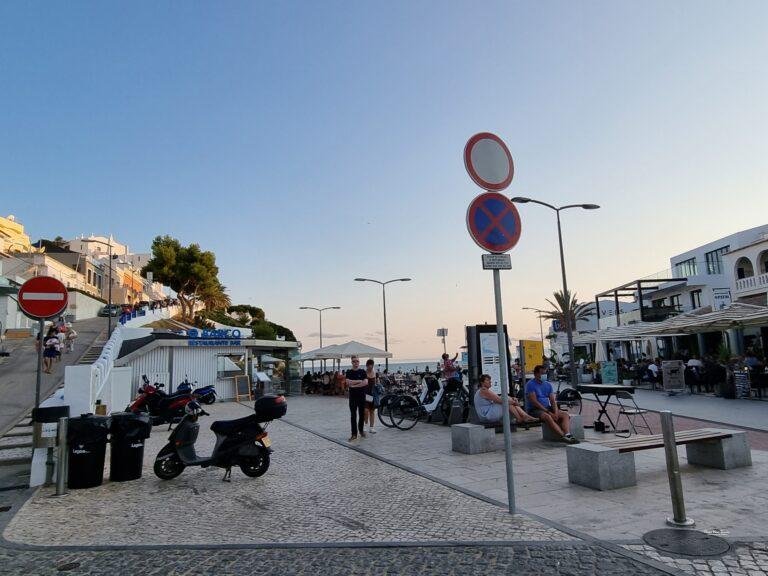 street near carvoeiro beach and village center portugal