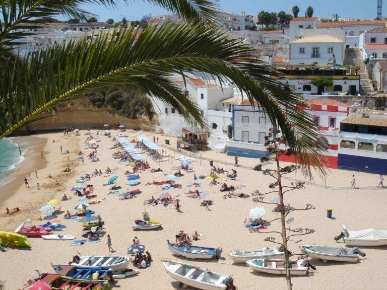 boats for benagil cave tours departing from carvoeiro beach algarve portugal
