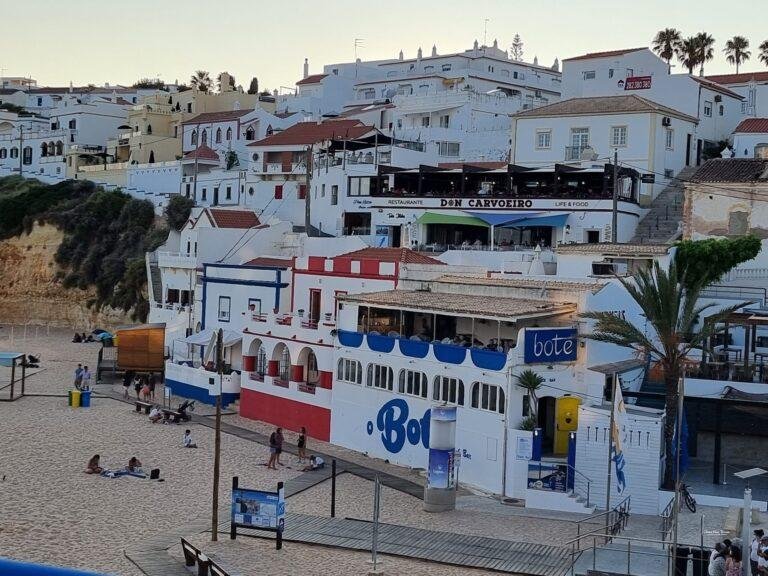 buildings along carvoeiro beachfront algarve portugal