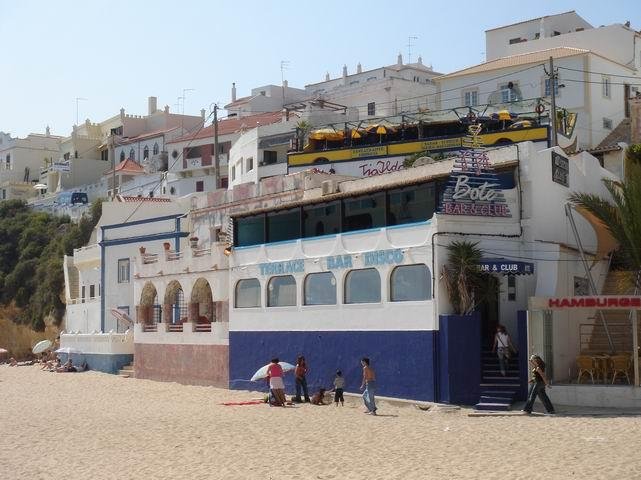 restaurant building at carvoeiro beach algarve portugal
