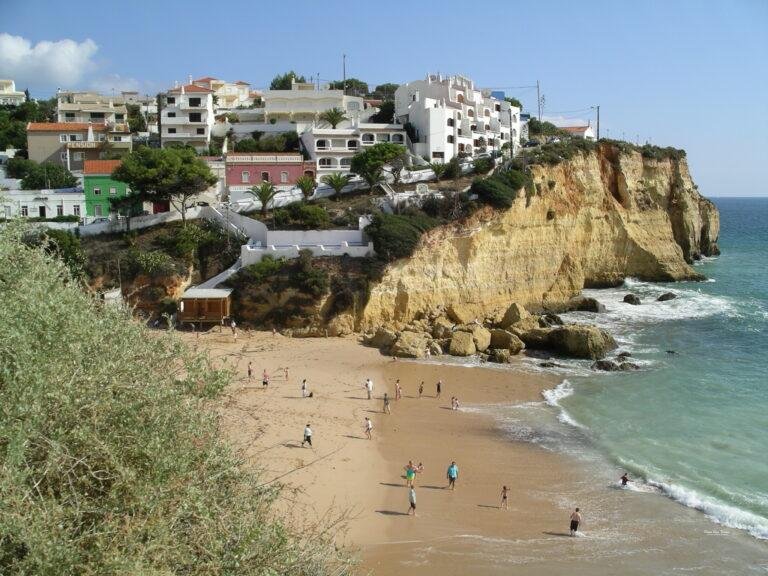 wide bay view with ocean view terrace overlooking carvoeiro beach algarve portugal