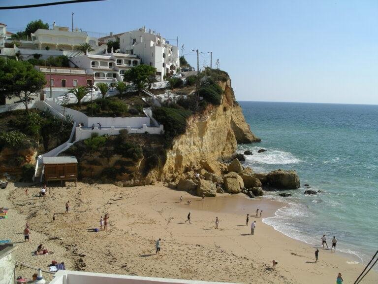 cliffside homes including ocean view terrace above carvoeiro beach algarve portugal