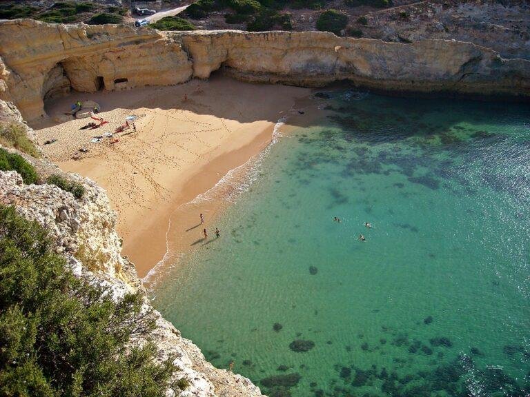 Praia do Carvalho Algarve beach cliffs tunnel