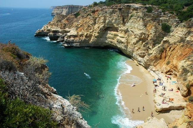 Praia do Paraiso Carvoeiro Algarve beach cliffs