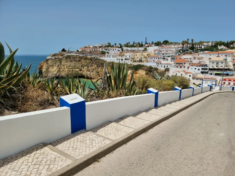 cliffside houses near ocean view terrace carvoeiro portugal