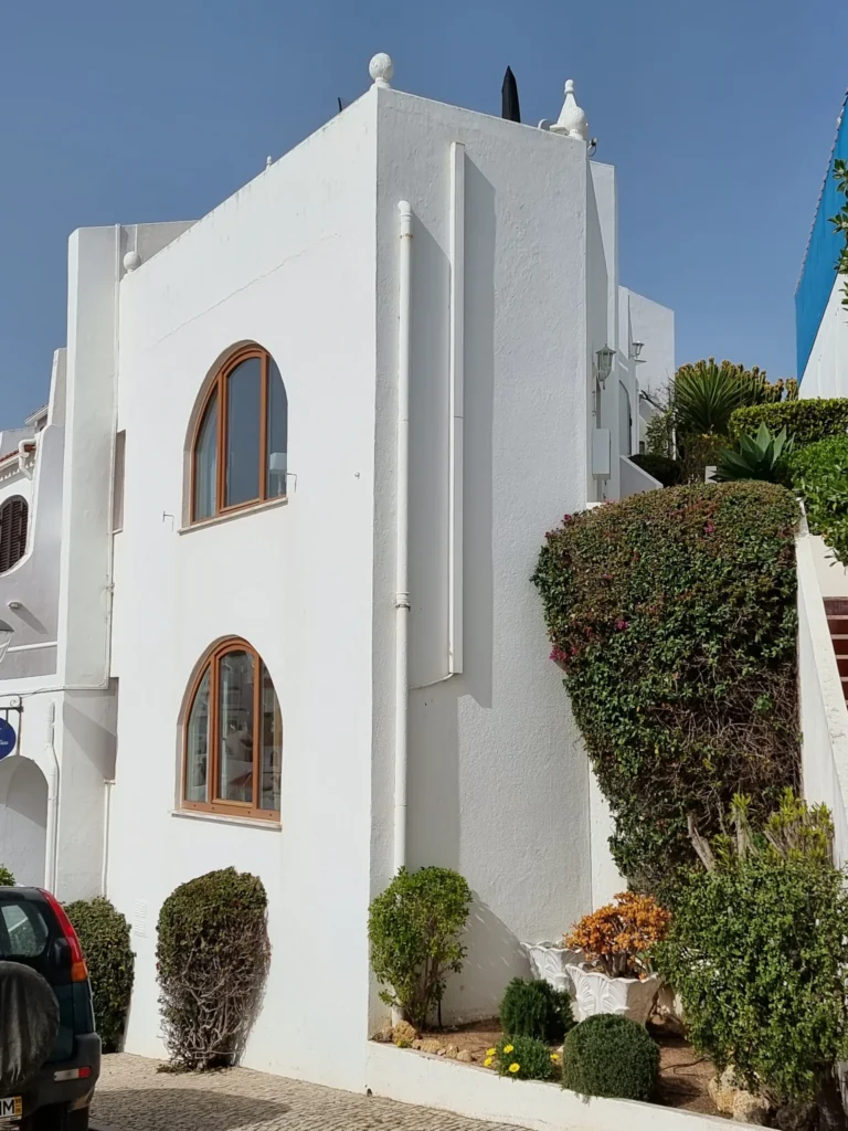 vertical facade of ocean view terrace carvoeiro algarve portugal