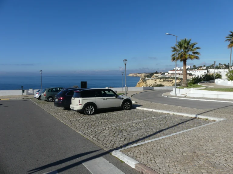 parking area near carvoeiro coastline algarve portugal