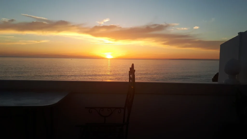 clear sky over carvoeiro seaside
