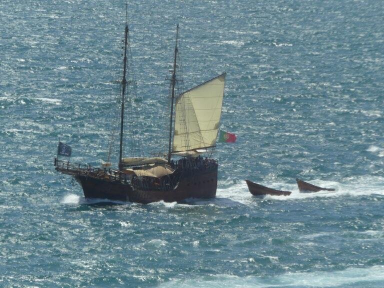 historic portuguese caravel replica sailing algarve coast portugal